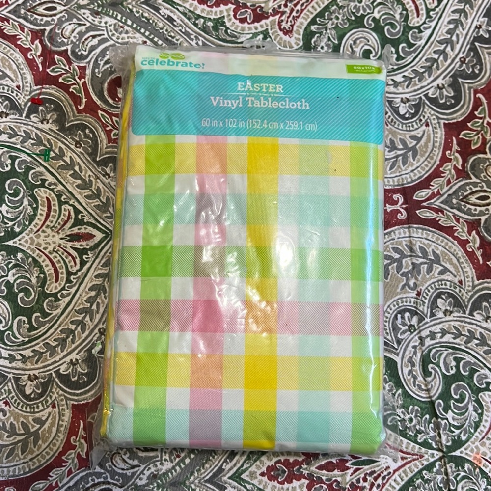 Pastel Plaid Vinyl Tablecloth - Easter Pastel Check